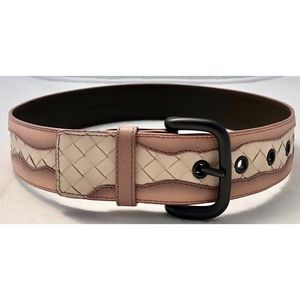 New Bottege Veneta Intrecciato Belt Blush/Ivory 70